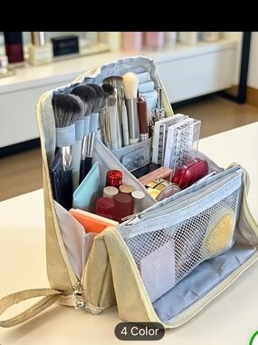 Travel Cosmetic Organizer Pouch - Black Makeup Storage